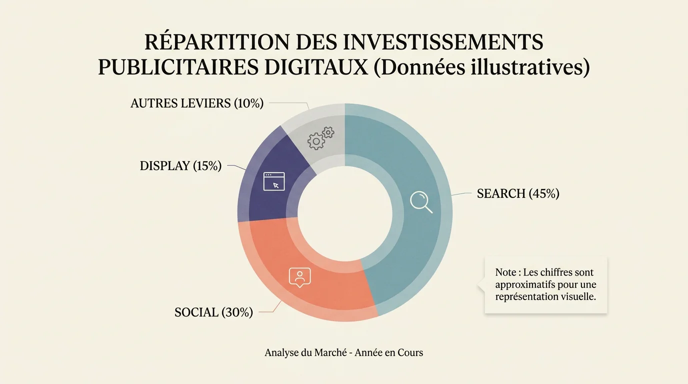 Répartition des investissements en publicité digitale en France